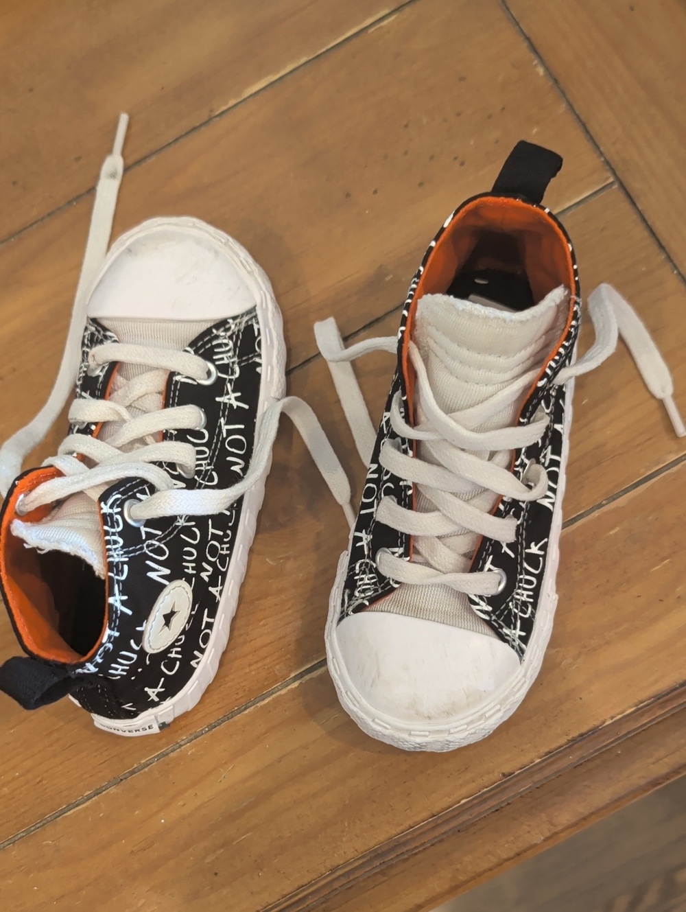 Converse Kids High-Top Sneakers in Black, White & Orange